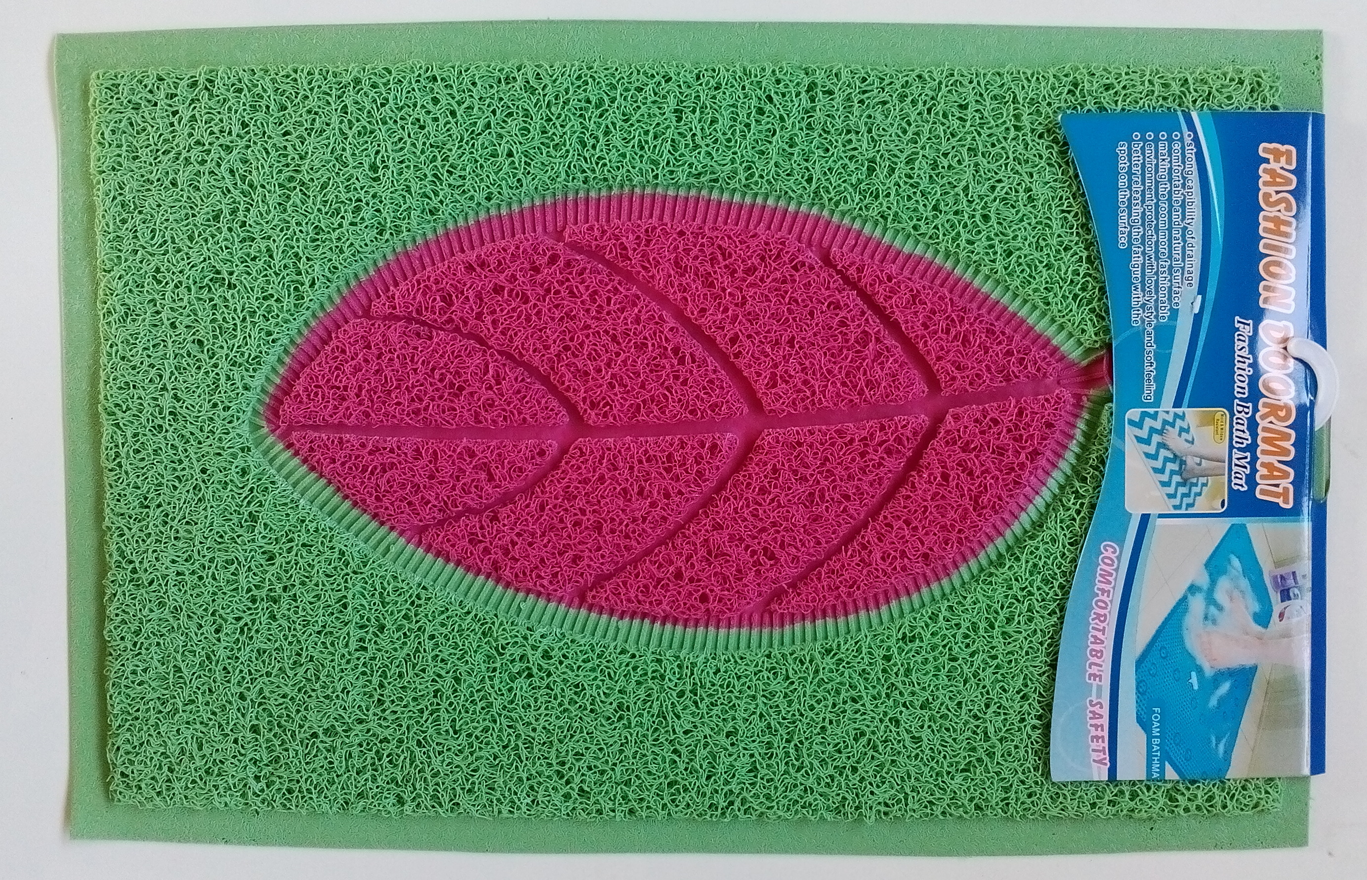Koupelnová předložka - rohožka zelená, LIST růžový UNISON 40 x 60 cm UN 3447