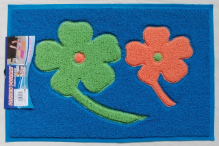 Koupelnová předložka - rohožka modrá, KYTKA zelená UNISON 60 x 90 cm UN2543